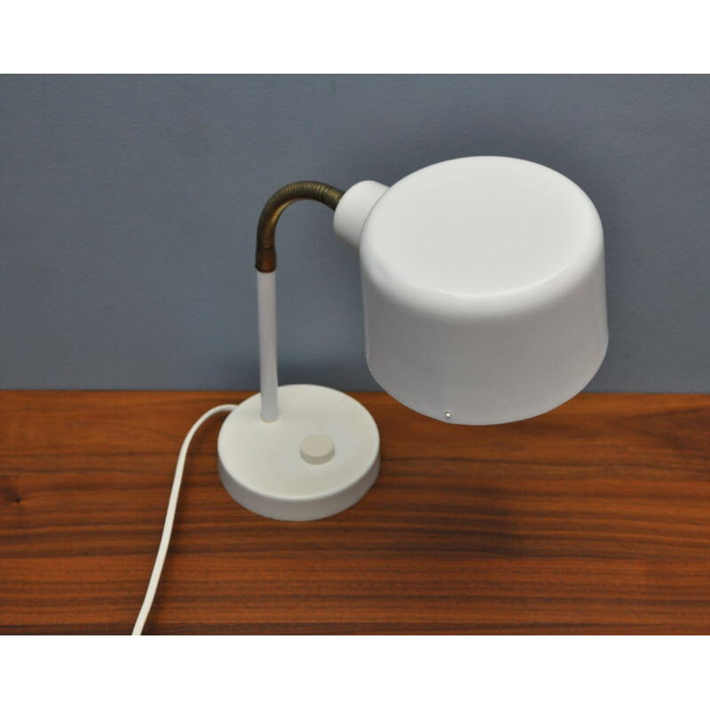 Scandinavian white and gold desk lamp - 1960s