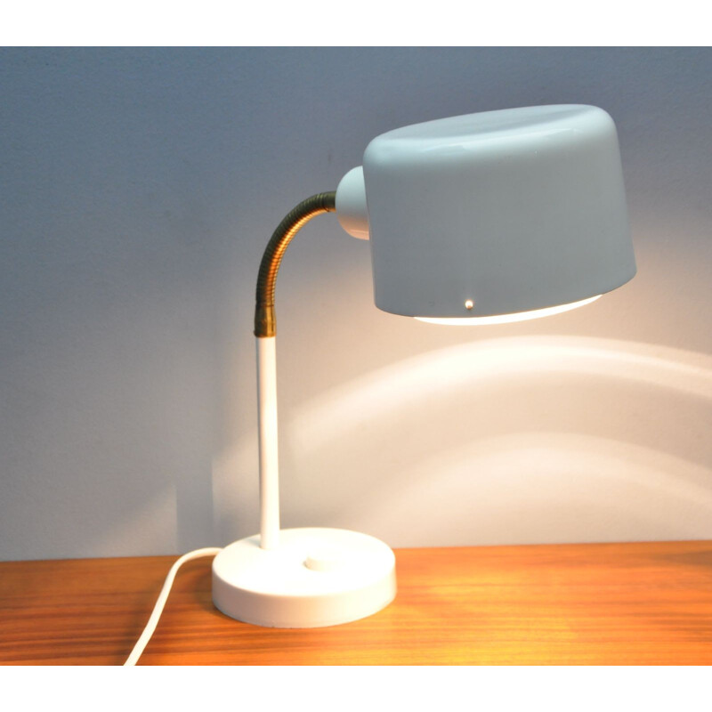 Scandinavian white and gold desk lamp - 1960s