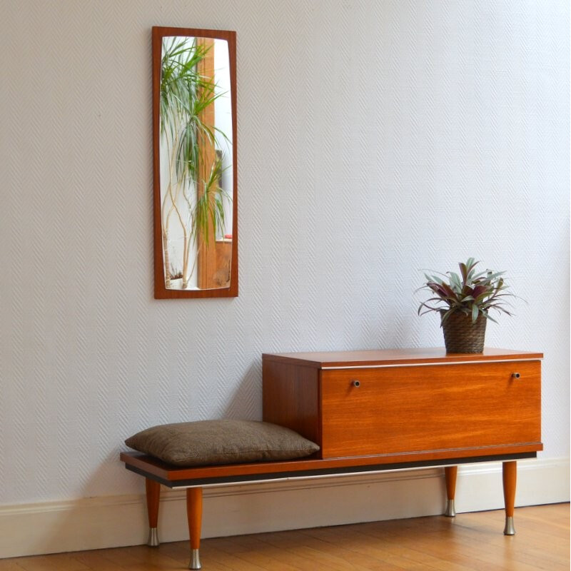 Small mid-century side cabinet with mirror - 1960s