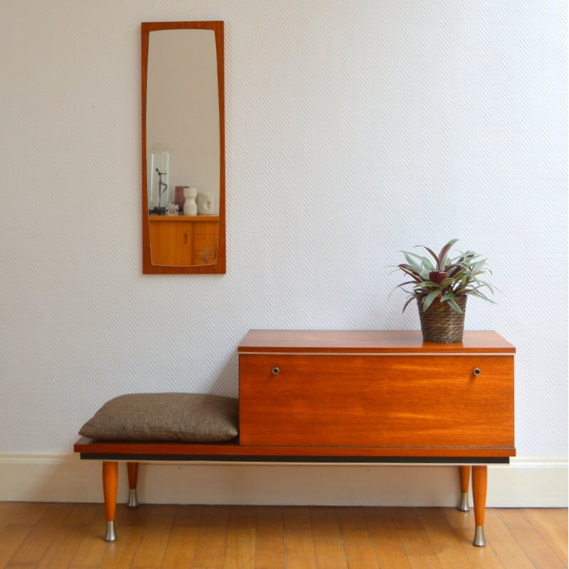Small mid-century side cabinet with mirror - 1960s
