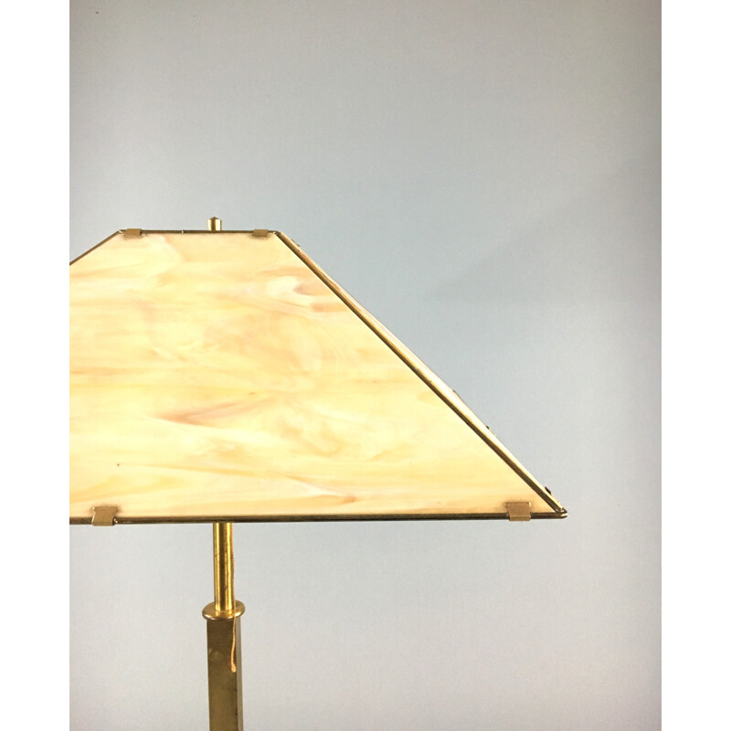 Vintage Brass and opaline floor lamp - 1970s