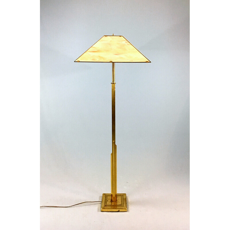 Vintage Brass and opaline floor lamp - 1970s