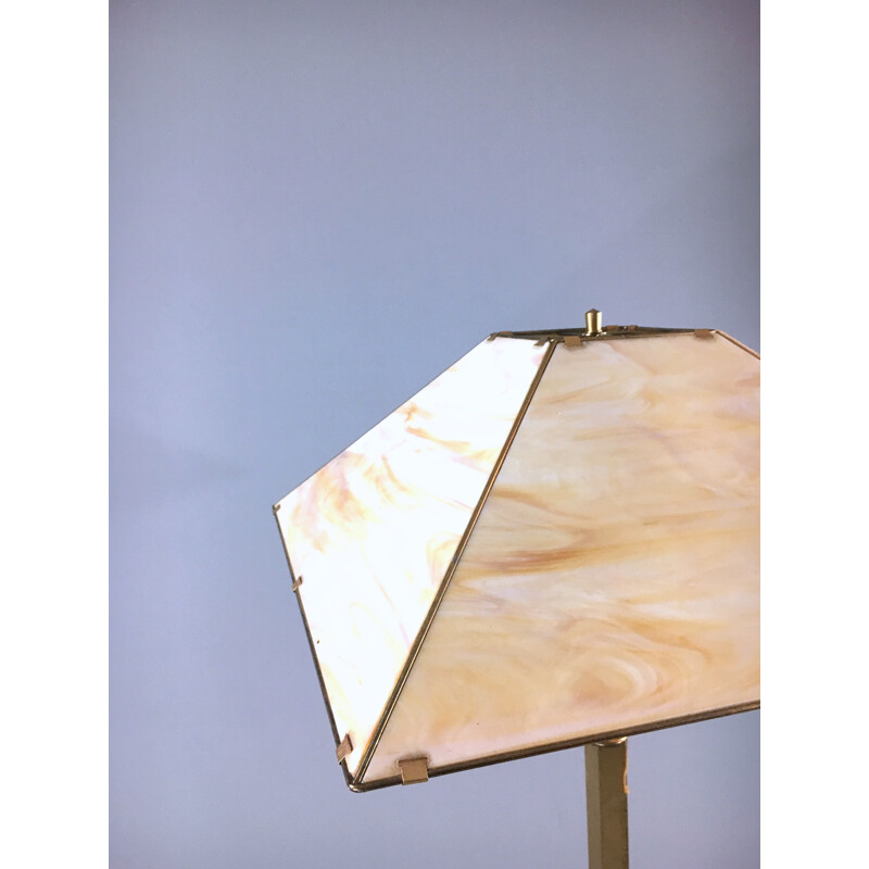 Vintage Brass and opaline floor lamp - 1970s