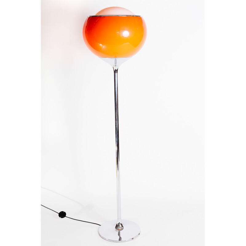 Vintage orange floor lamp by Harvey Guzzini for Meblo - 1960s