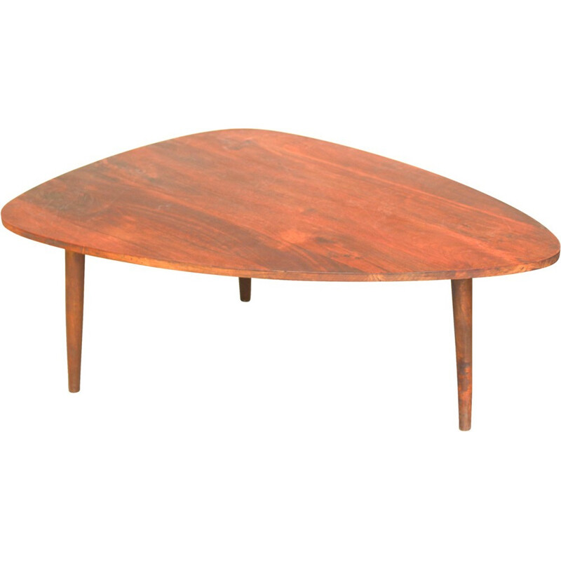 Tripod coffee table made of stained wood - 1960s