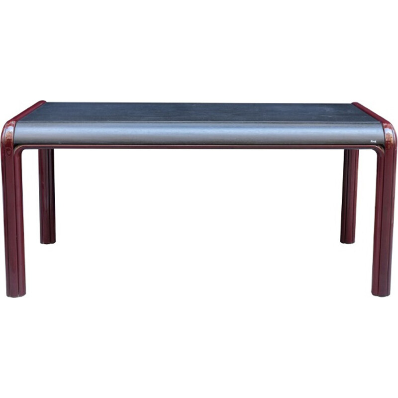 Vintage table in metal and wood by Gae Aulenti for Knoll - 1970s