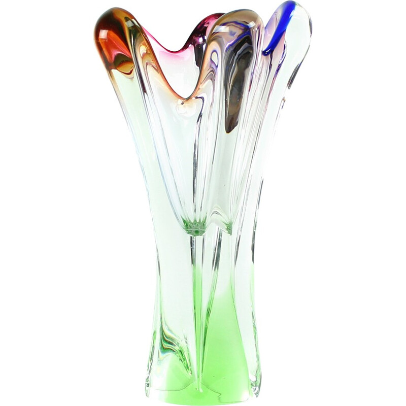 Art Glass Vase by Josef Hospodka for Sklarny Chribska - 1960