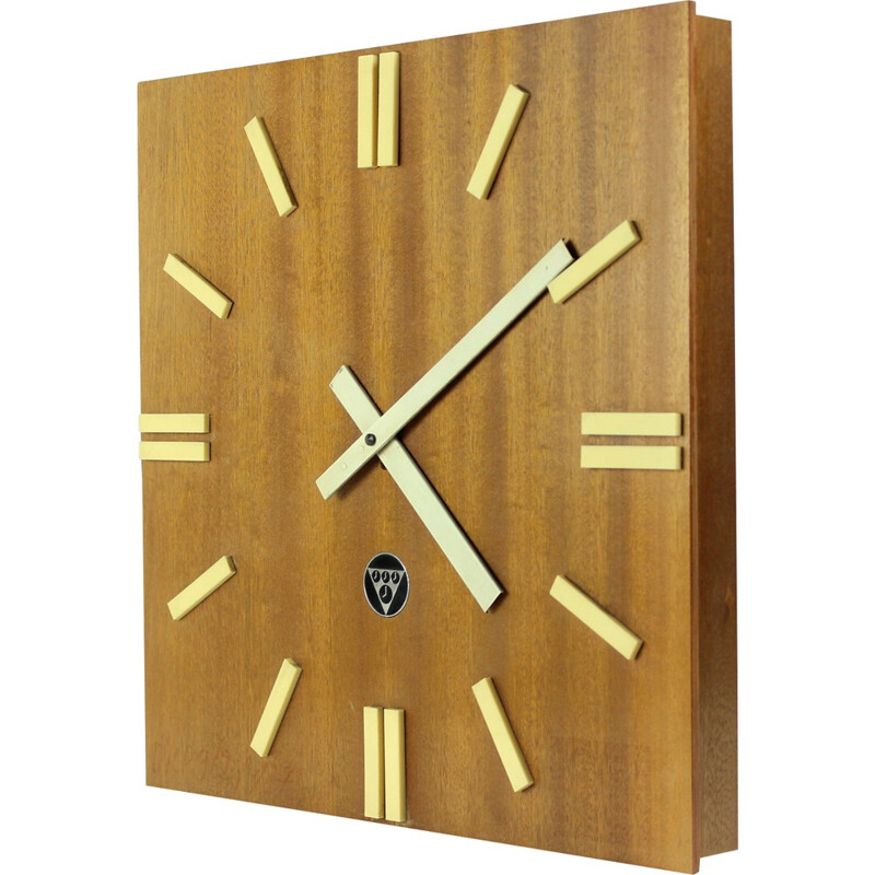 Wooden Pragotron Clock Type PPH 410 - 1970s