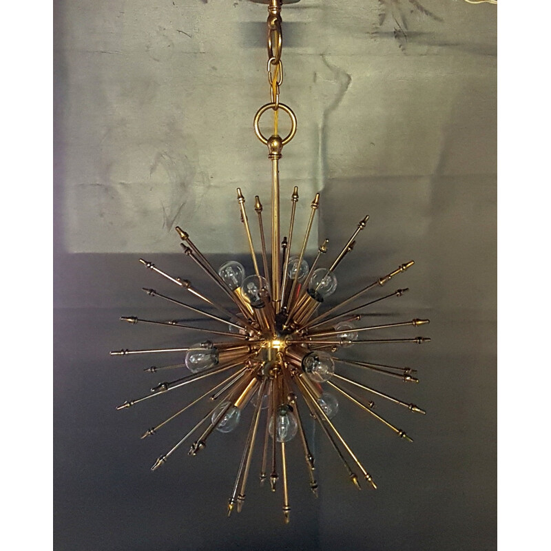 Mid-century brass sputnik chandelier - 1960s