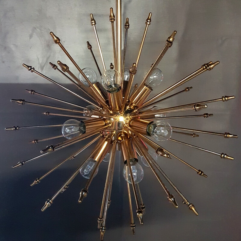 Mid-century brass sputnik chandelier - 1960s