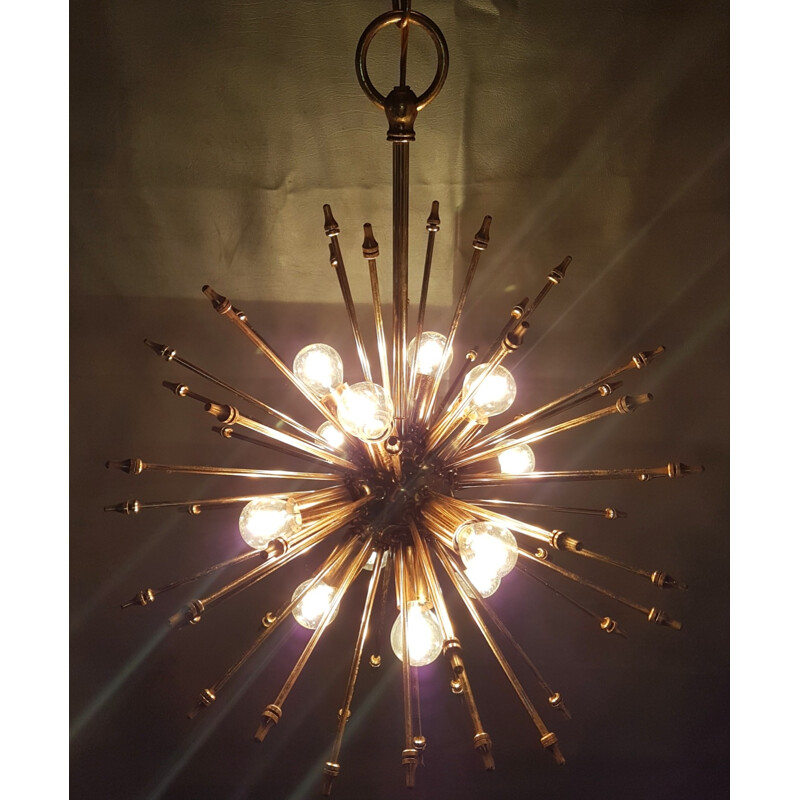 Mid-century brass sputnik chandelier - 1960s