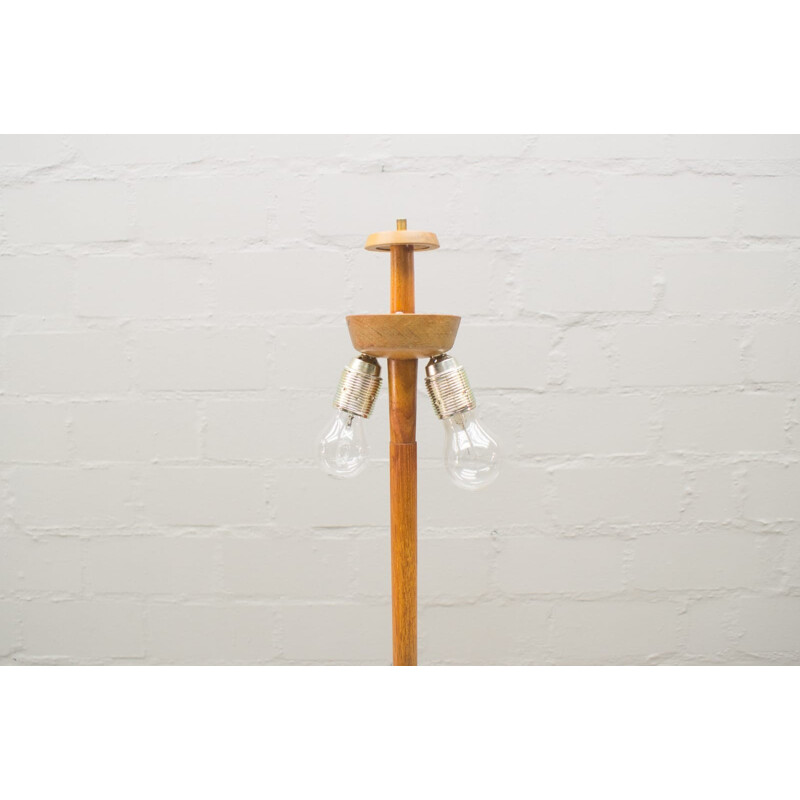 Scandinavian Tripod Teak & Brass Floor Lamp - 1960s