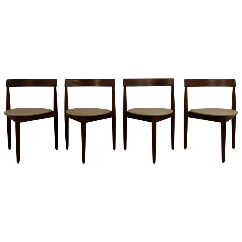 Set of 4 tripod chairs in teak, Hans OLSEN - 1960s 