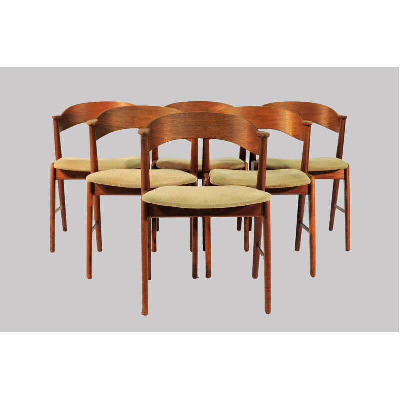 Suite de 6 chaises à repas en teck de Kai Kristiansen - 1960