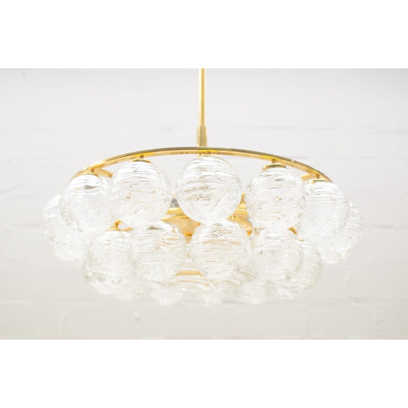 Vintage brass and crystal chandelier by Doria, 1970