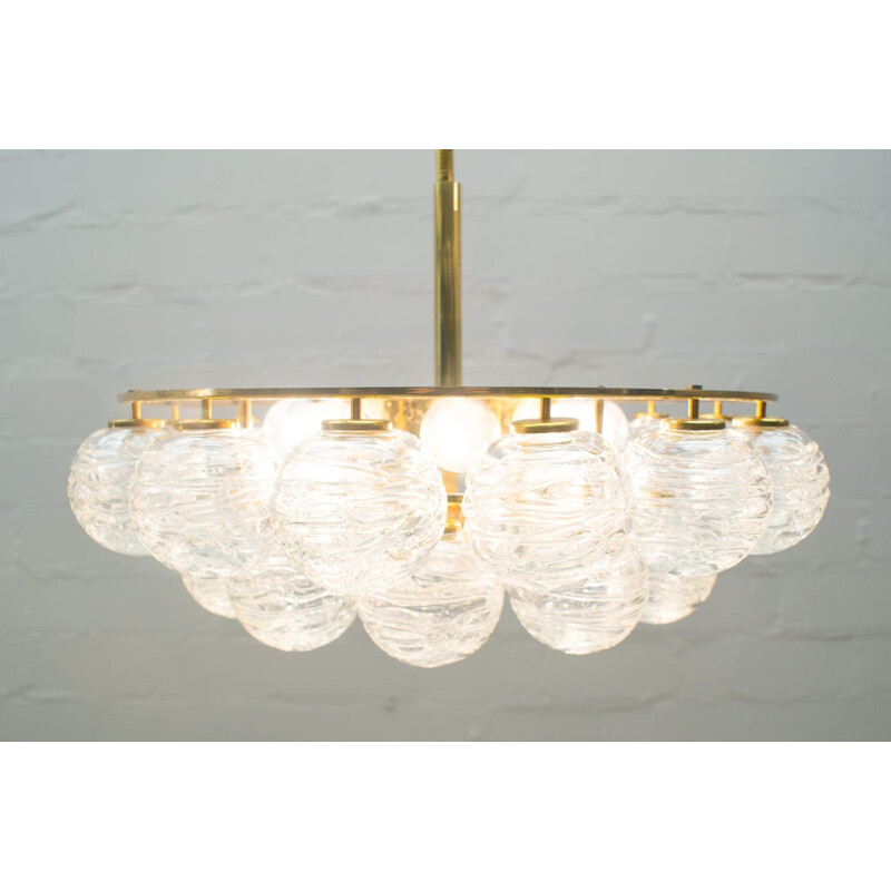 Vintage brass and crystal chandelier by Doria, 1970