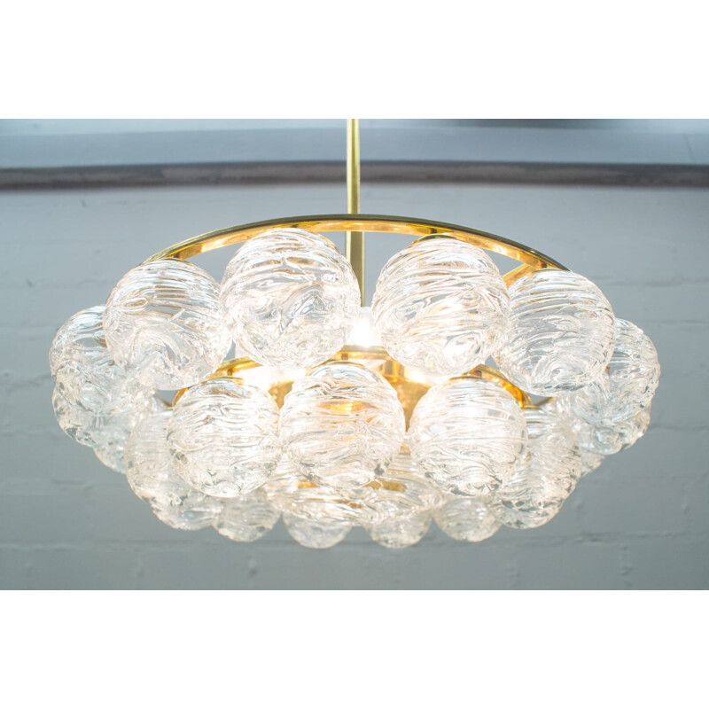 Vintage brass and crystal chandelier by Doria, 1970