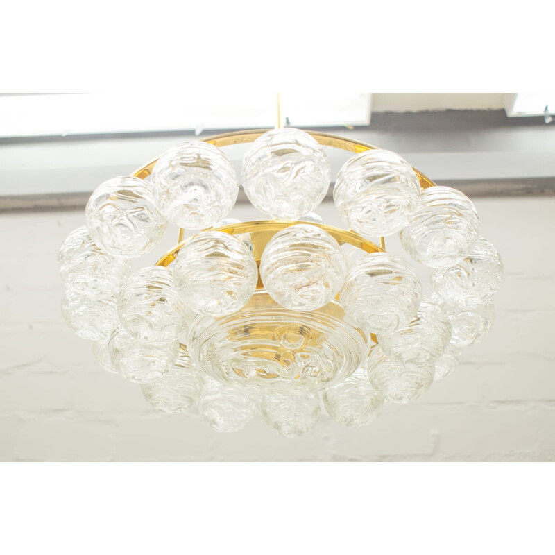 Vintage brass and crystal chandelier by Doria, 1970