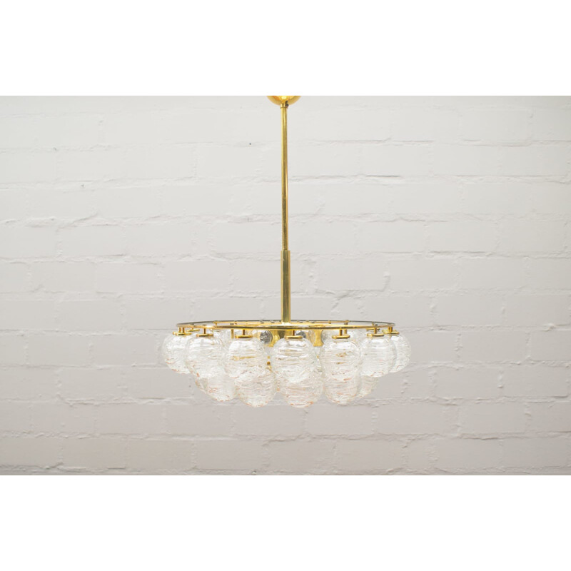 Vintage brass and crystal chandelier by Doria, 1970