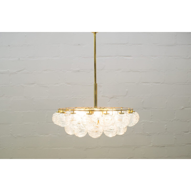 Vintage brass and crystal chandelier by Doria, 1970