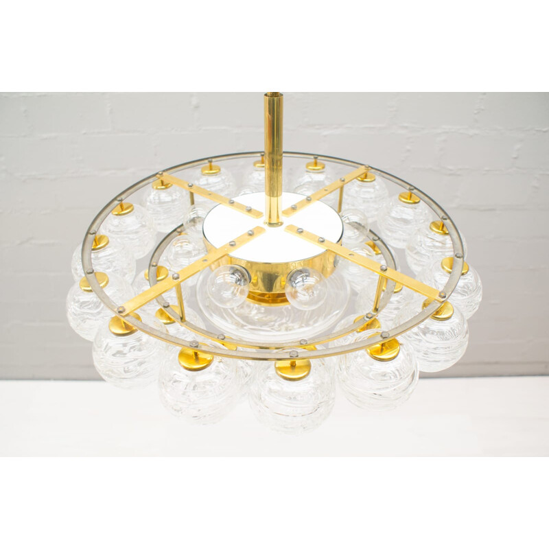 Vintage brass and crystal chandelier by Doria, 1970