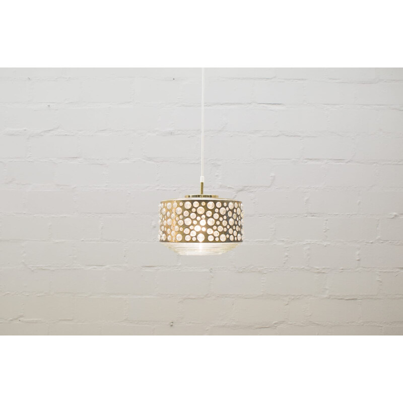 Mid-Century Bubble Glass & Brass Ceiling Lamp for Limburg - 1960s