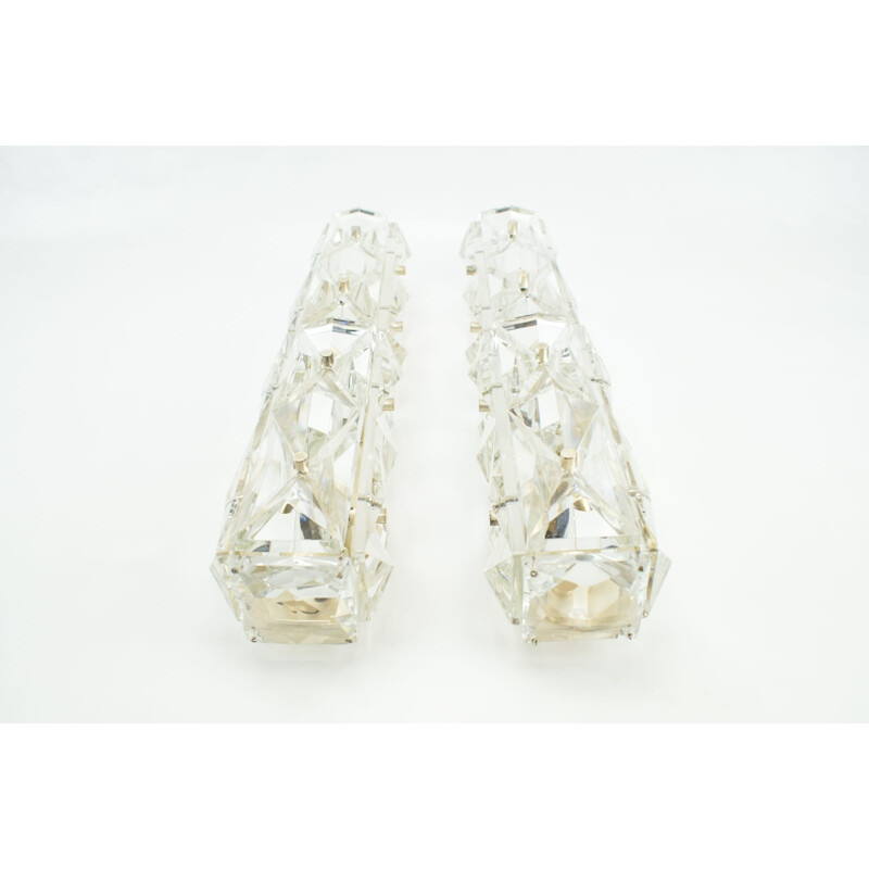 Paar buisvormige kristallen wandlampen voor Kinkeldey - 1960