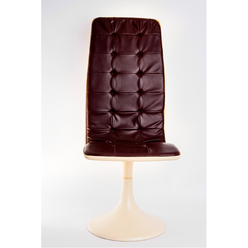 Chaise pivotante vintage en acier avec revêtement en peau de mouton - 1970