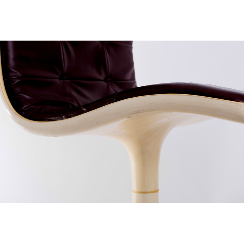 Chaise pivotante vintage en acier avec revêtement en peau de mouton - 1970