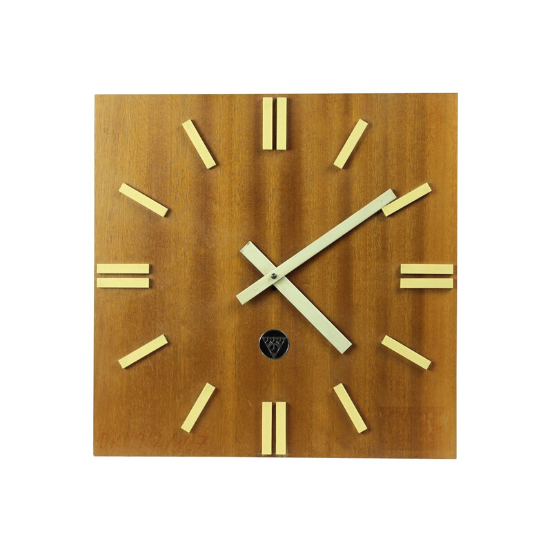 Wooden Pragotron Clock Type PPH 410 - 1970s