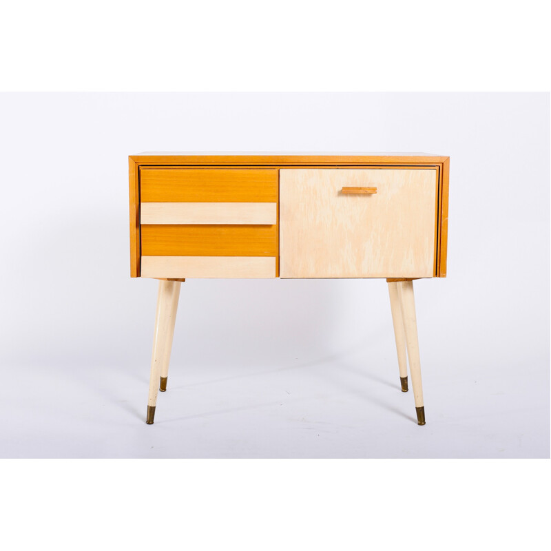 Small vintage cabinet on brass feet - 1960s