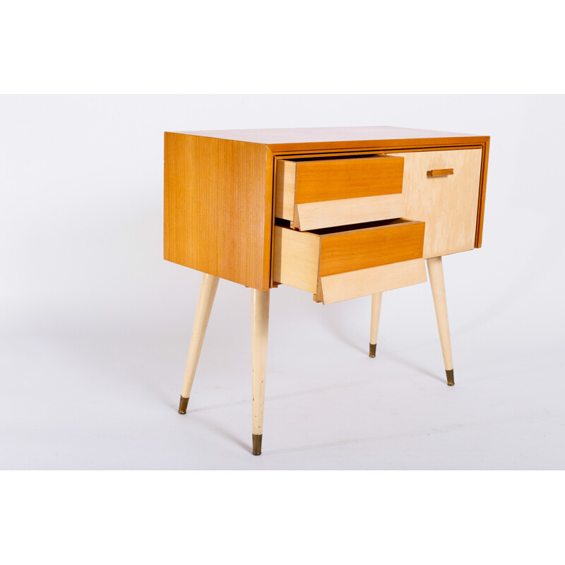 Small vintage cabinet on brass feet - 1960s