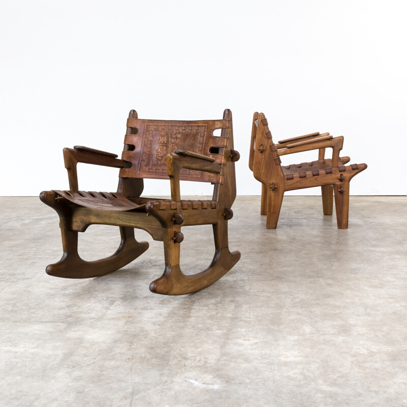 Ensemble de fauteuil et fauteuil à bascule par Angel Pazmino - 1990