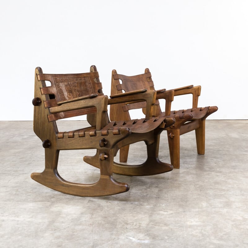 Set of armchair chair and rocking chair by Angel Pazmino - 1990s