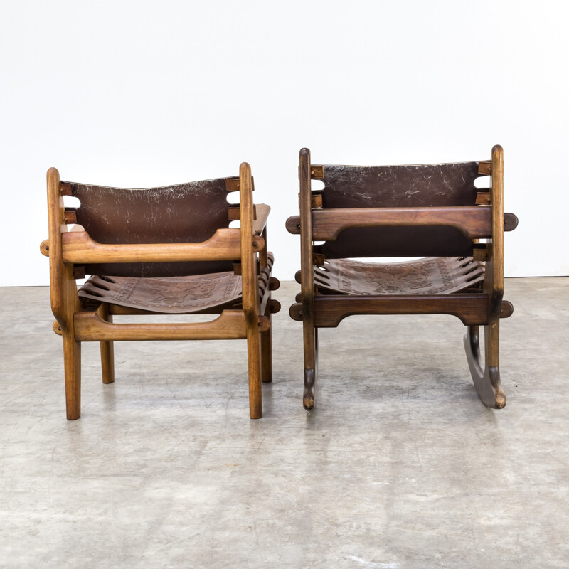 Set of armchair chair and rocking chair by Angel Pazmino - 1990s