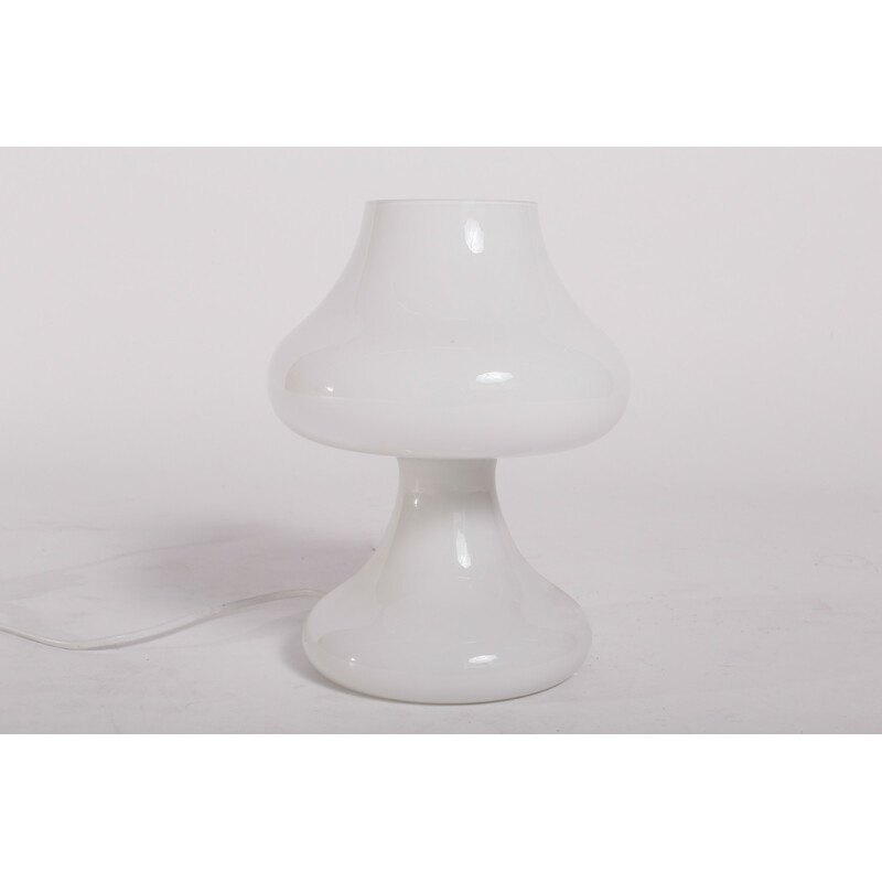 Vintage full glass white table lamp - 1970s