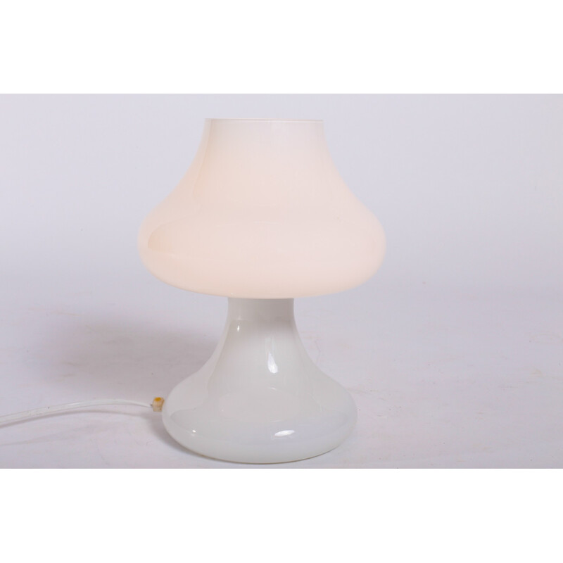 Lampe de table vintage blanche en verre - 1970