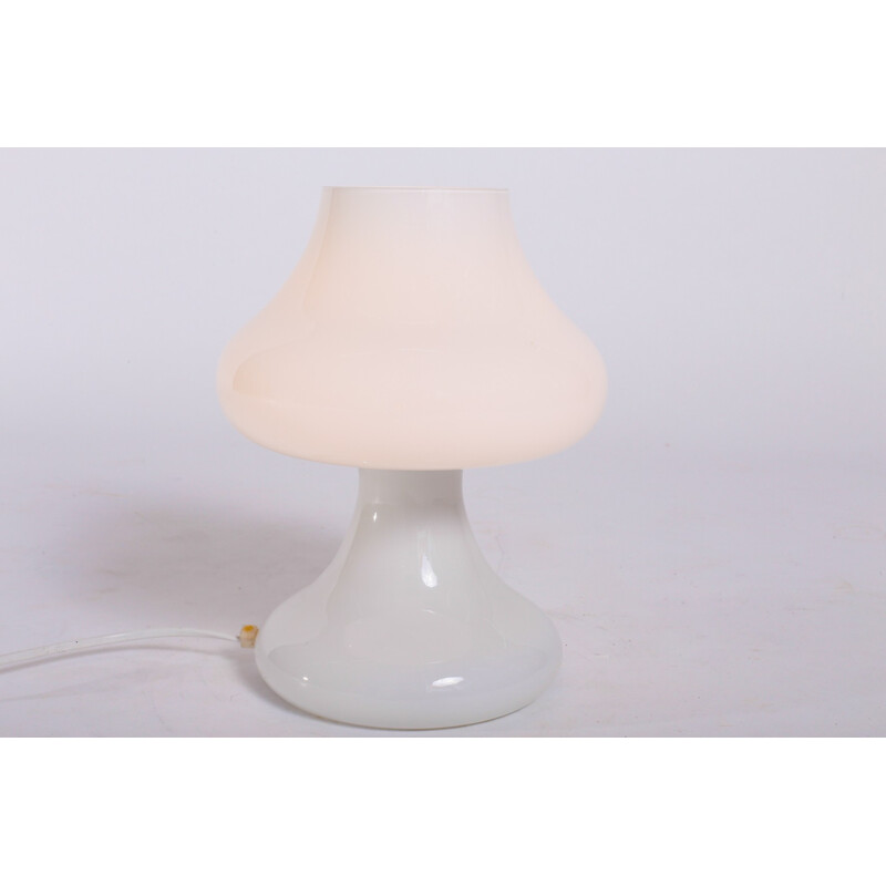 Vintage full glass white table lamp - 1970s