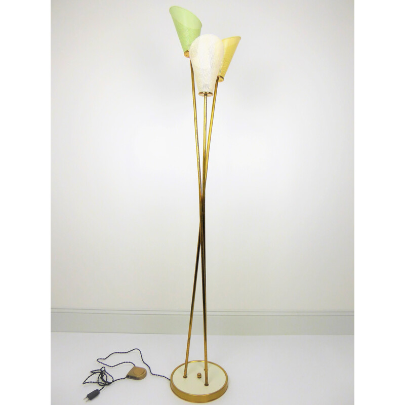 Lunel floor lamp with colored perforated reflectors - 1950s