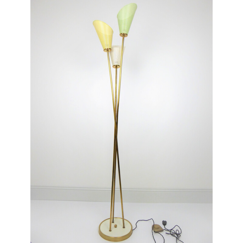 Lunel floor lamp with colored perforated reflectors - 1950s