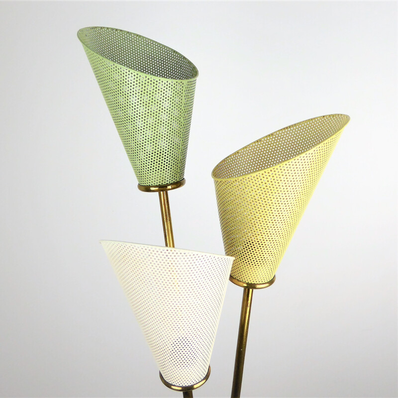 Lunel floor lamp with colored perforated reflectors - 1950s