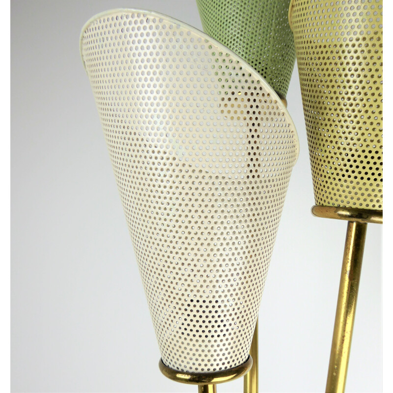 Lunel floor lamp with colored perforated reflectors - 1950s