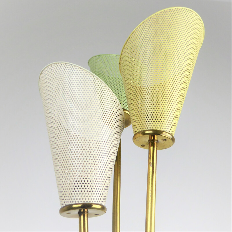 Lunel floor lamp with colored perforated reflectors - 1950s