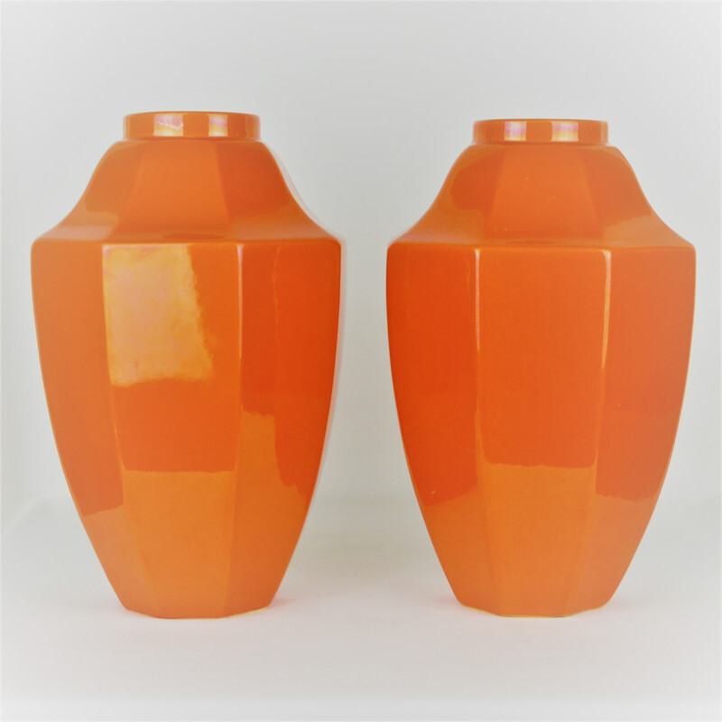 Set of 2 ceramic vases by Boch for La Louvière - 1930s 
