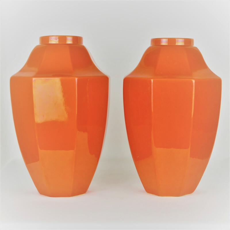 Set of 2 ceramic vases by Boch for La Louvière - 1930s 