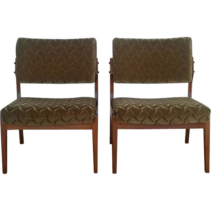 Pair of green Scandinavian low chairs - 1970s