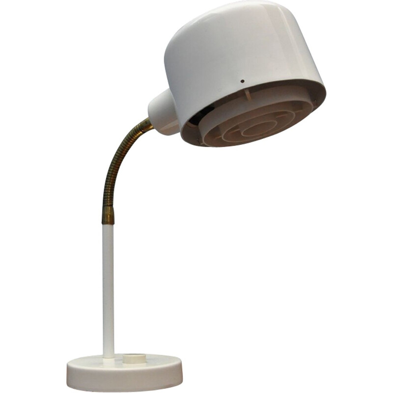 Scandinavian white and gold desk lamp - 1960s