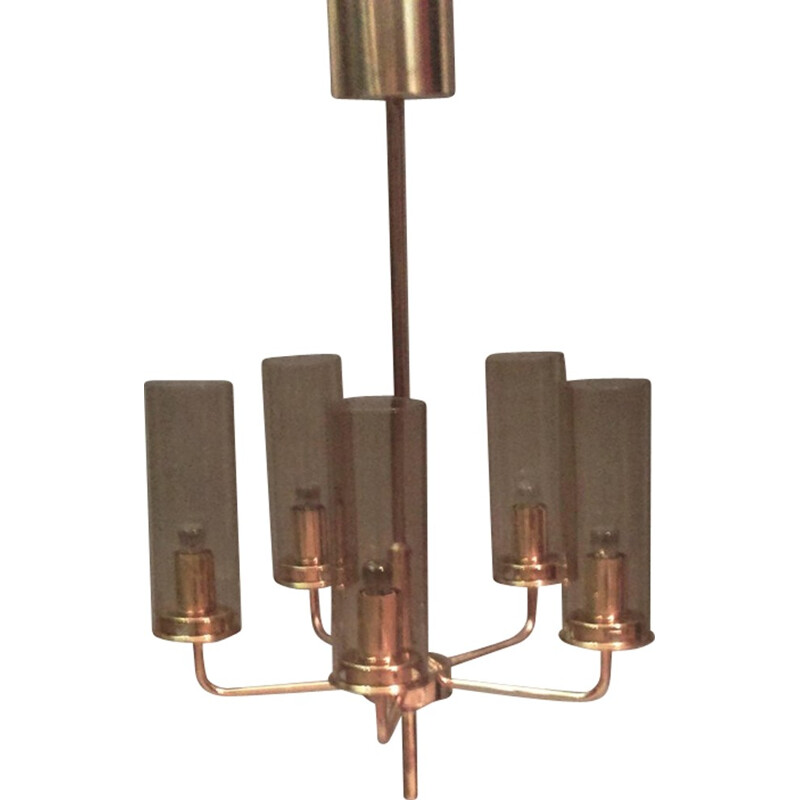 Chandelier in Brass by Hans-Agne Jakobsson for AB Markaryd - 1970s