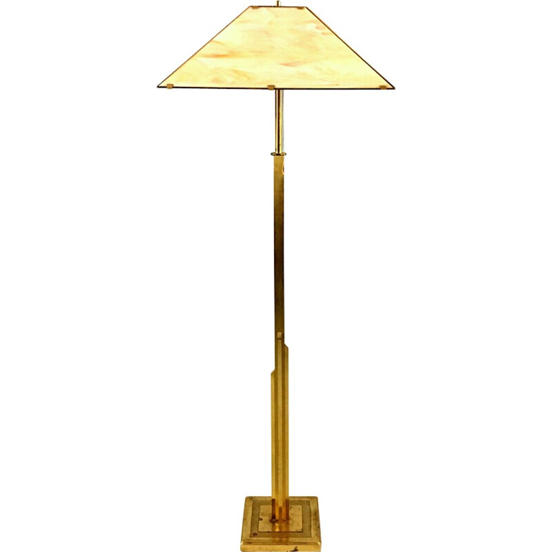 Vintage Brass and opaline floor lamp - 1970s