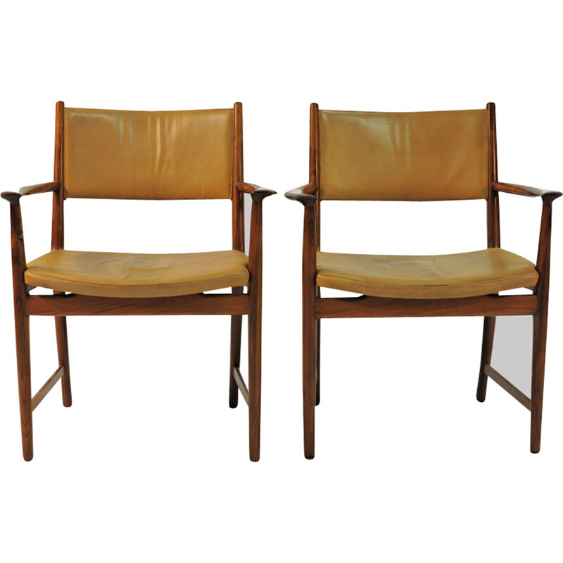 Paar vintage rozenhouten fauteuils van Kai Lyngfeldt Larsen voor Soren Willadsen, Denemarken 1960